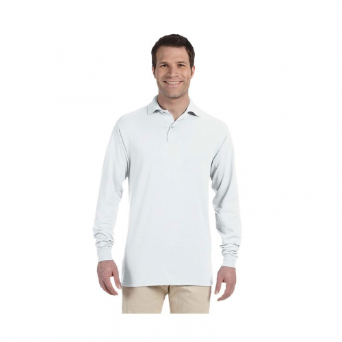 Jerzees® Adult 5.6 oz. SpotShield™ Long-Sleeve Jersey Polo - White