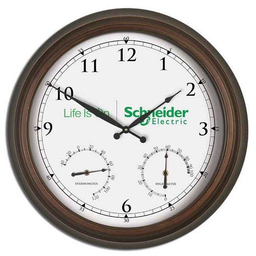 Metal Wall Clock w/ Temperature and Humidity Gauges (22