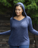 Women's Plus Size Cuddle Fleece V-Neck Hooded Pullover - PL07