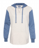 Women's French Terry Hooded Pullover With Colorblocked Sleeves