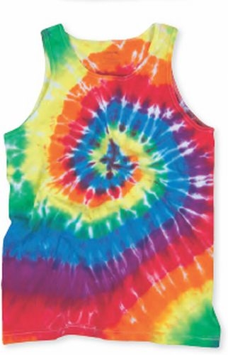 Dyenomite Apparel Unisex Tie-Dyed Multi-Color Spiral Tank Top - 420ms