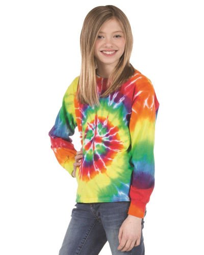 Youth Multi-Color Spiral Tie-Dyed Long Sleeve