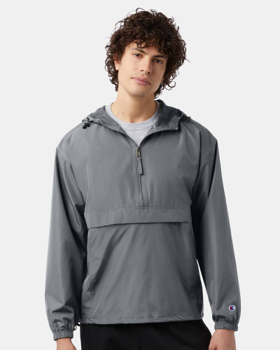 Hooded Packable Quarter-Zip Jacket