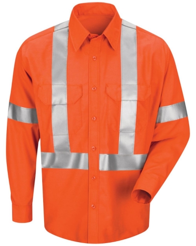 Men's Long Sleeve Poplin Dress Shirt With CSA Compliant Reflective Trim