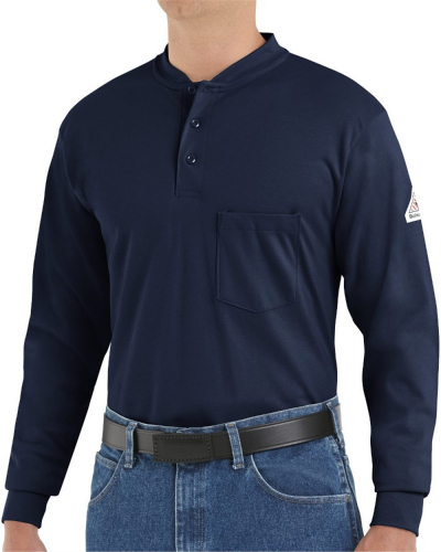 Long Sleeve Tagless Henley Shirt - Tall Sizes - SEL2T