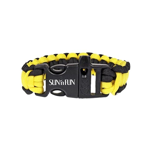 Yellow & Black Paracord Bracelet with Whistle