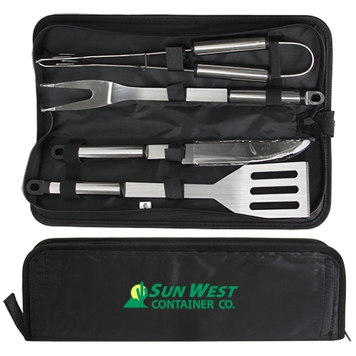 5 Piece Stainless Steel BBQ Tool Set