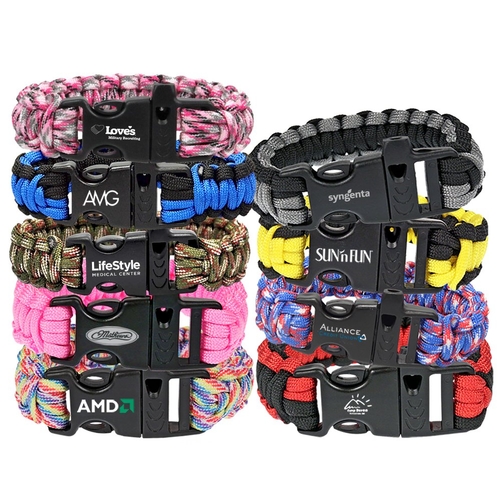 Camouflage Paracord Bracelet with Whistle