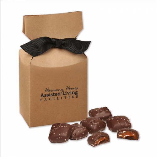Chocolate Sea Salt Caramels in Kraft Premium Delights Gift Box
