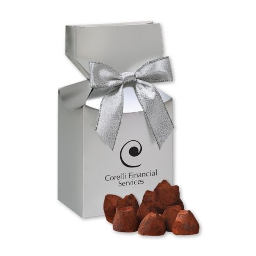 Cocoa Dusted Truffles in Silver Premium Delights Gift Box - 3 Day Express