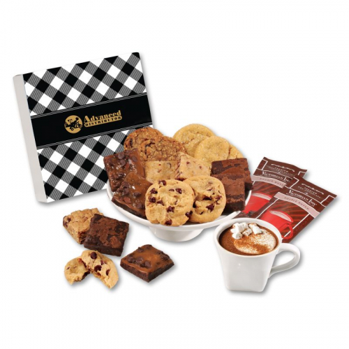 Gourmet Cookie & Brownie Gift Box with Black Plaid Sleeve