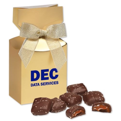 Chocolate Sea Salt Caramels in Gold Premium Delights Gift Box