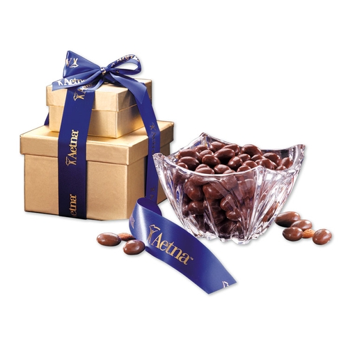 SALE! Save 30% Genuine European Crystal Bowl with Chocolate Covered Almonds