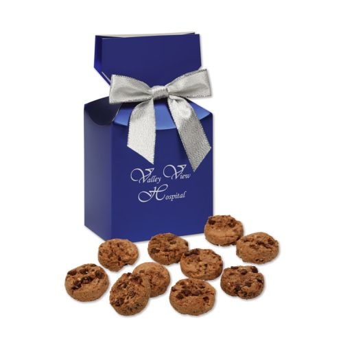 Gourmet Bite-Sized Chocolate Chip Cookies in Blue Premium Delights Gift Box