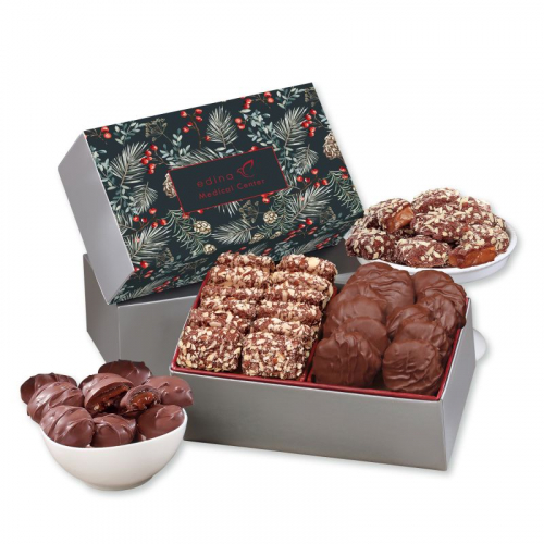 Toffee & Turtles in Gift Box with Pine Boughs & Berries Sleeve