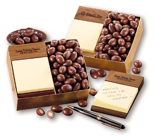 Post-it® Note Holder with Chocolate Covered Almonds