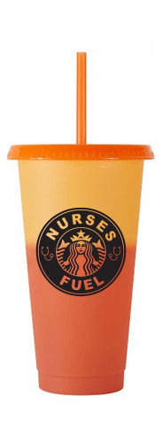 24 oz Nurses Fuel color changing tumbler w/lid & straw