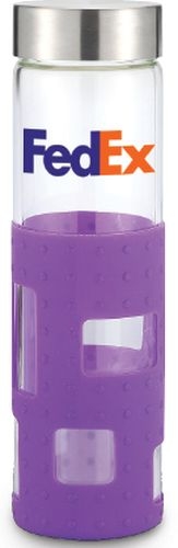 20 oz. Wide mouth Silicone Grip Glass Bottle, Stainless Lid