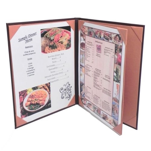 Bonded Leather Book Style 4 View Menu Cover (8 1/2