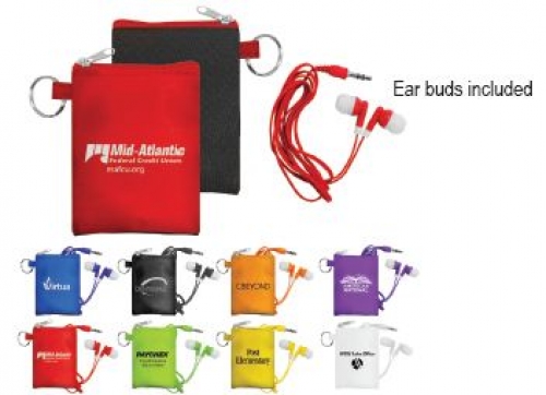 Tech Accessories - Ear Buds - Tall Stretchy Pouch with Colorful Ear Buds