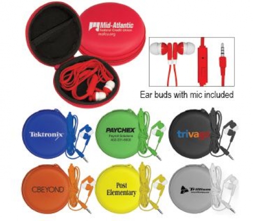 Tech Accessories - Ear Buds - Deluxe Case with Colorful Mic & Ear Buds