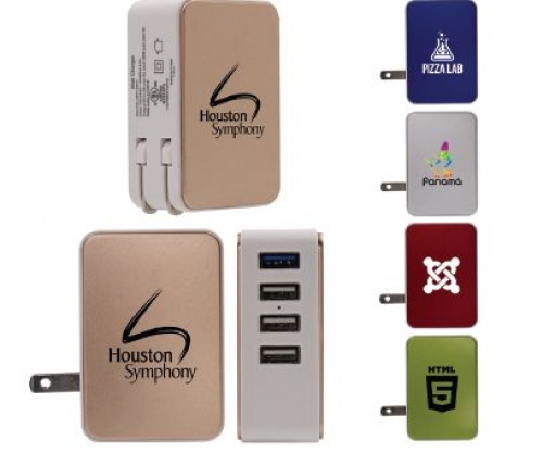 Tech Accessories - UL Metallic 4 Port USB Folding Wall Charging