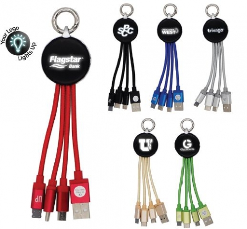 Metallic Logo Light Up Cable With Type C USB