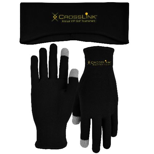 Lightweight Fleece Earband and Performance Runners Text Gloves Combo