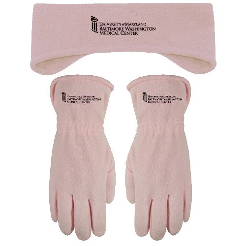 Pink Fleece Gloves and Pink Fleece Earband Combo