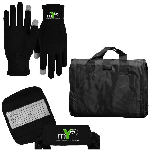 Picnic Blanket, Luggage Grip and Performance Runners Text Gloves Combo