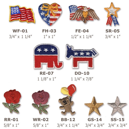 Embroidered Stock Appliques - Heart Shaped Flag