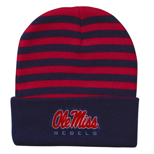 Striped Rolled Knit Beanie Cap