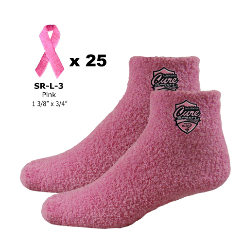 Fuzzy Feet and Pink Embroidered Ribbon Stickers Combo