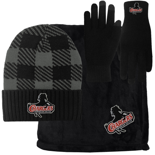 Mink Touch Blanket, Buffalo Plaid Beanie and Text Gloves Combo
