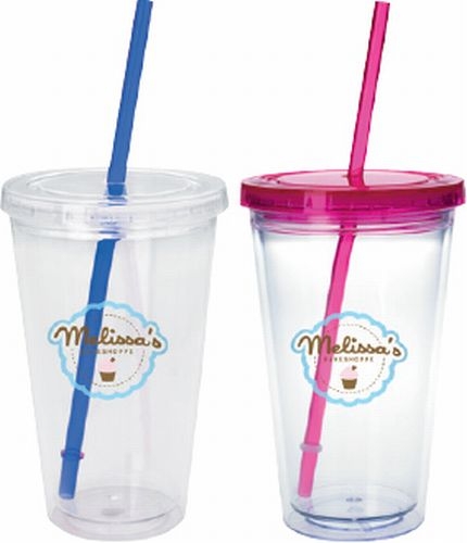 Clear Tumbler with Colored Lid - 18 oz.
