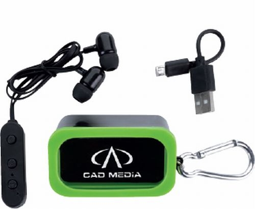 Bluetooth® Earbuds in Carabiner Case - New