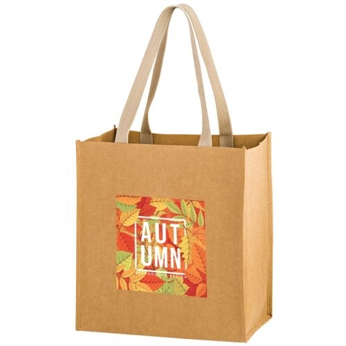 TSUNAMI - Washable Kraft Paper Grocery Tote Bag w/ Web Handle (12