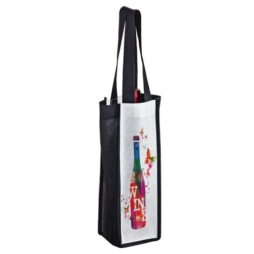 Full Coverage PET Non-Woven Sublimated 1 Bottle Wine Tote Bag (4