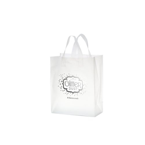 Clear Frosted Soft Loop Plastic Shopper Bag w/Insert (8