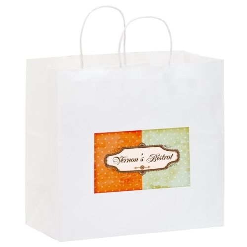 White Kraft Paper Carry-Out Shopper with Full Color (13