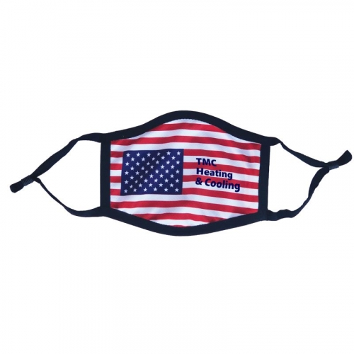3-Ply Polyester Mask with Adjustable Earloops & U.S. Flag Design