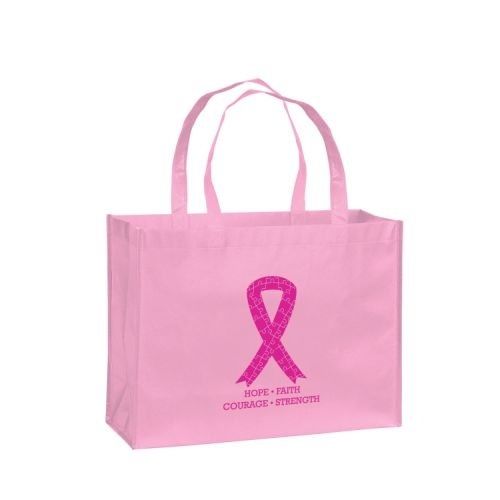 Breast Cancer Awareness Pink Gloss Laminated Designer Tote Bag (16
