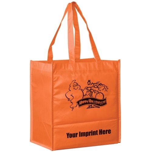 Halloween Stock Design Orange Non-Woven Tote Bag • Ghost - Customized (13
