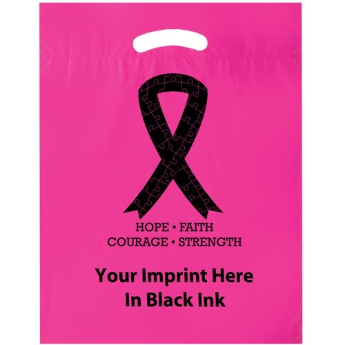 12DC1215/RIBBON - Fold Over Reinforced Die Cut – Breast Cancer Awareness – Flexo Ink