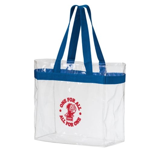 ST12612 - Crystal Clear Stadium Tote with Web Trim and Handles – Screen Print