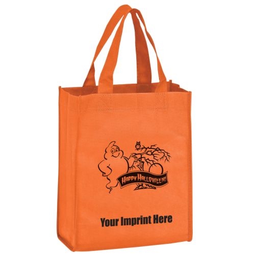 Halloween Stock Design Orange Non-Woven Tote Bag • Ghost - Customized (8