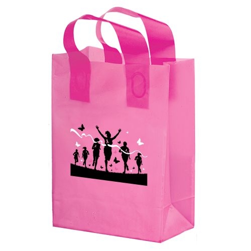 19FSL8411 - Pink Frosted Soft Loop Shopper – Breast Cancer Awareness – Flexo Ink