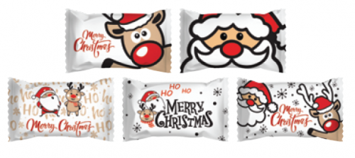 Hard Cinnamon Balls in Santa Christmas Assortment Wrappers