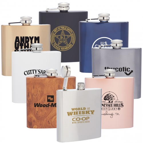 6 oz Single wall stainless steel hip flask 