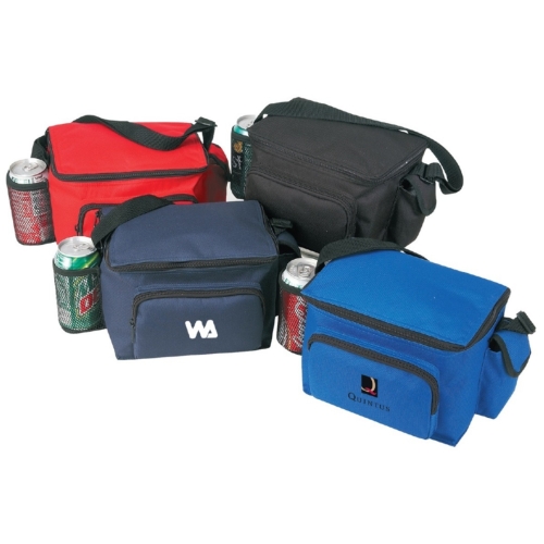 600D Polyester 6-Pack Cooler w/Bottle Holder & Pouch
